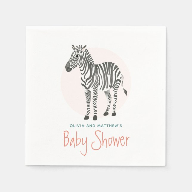Serviette En Papier Girls Cute Zebra Baby shower Safari (Devant)