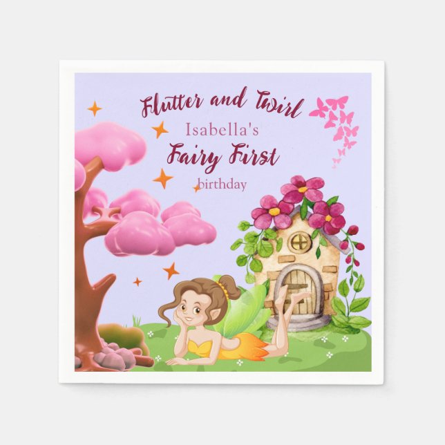 Serviette En Papier Girls Fairy First Fairytale Mushroom Butterfly (Devant)