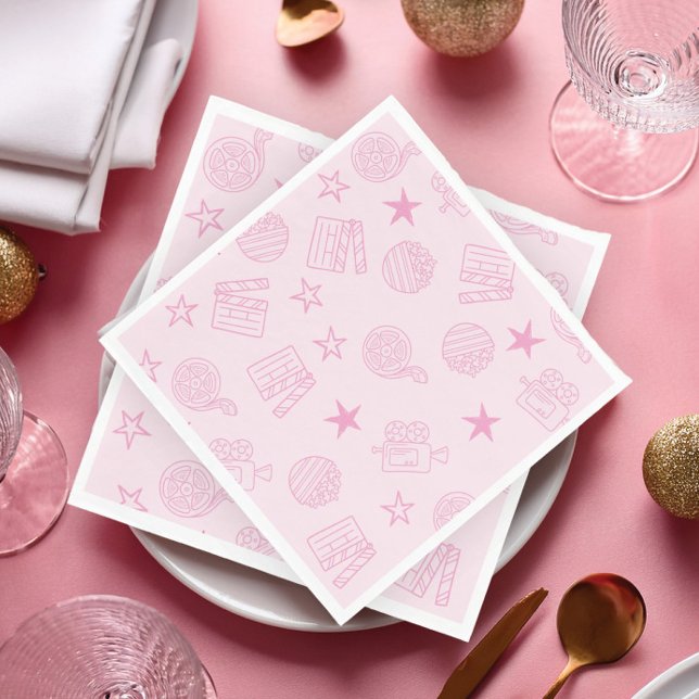 Serviette En Papier Girls’ Pink Movie Night Napkins (Créateur téléchargé)