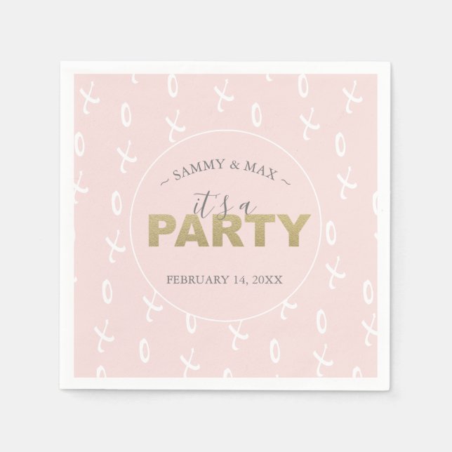 Serviette En Papier Girly Blush Pink Valentine's Day Cocktail Napkins (Devant)