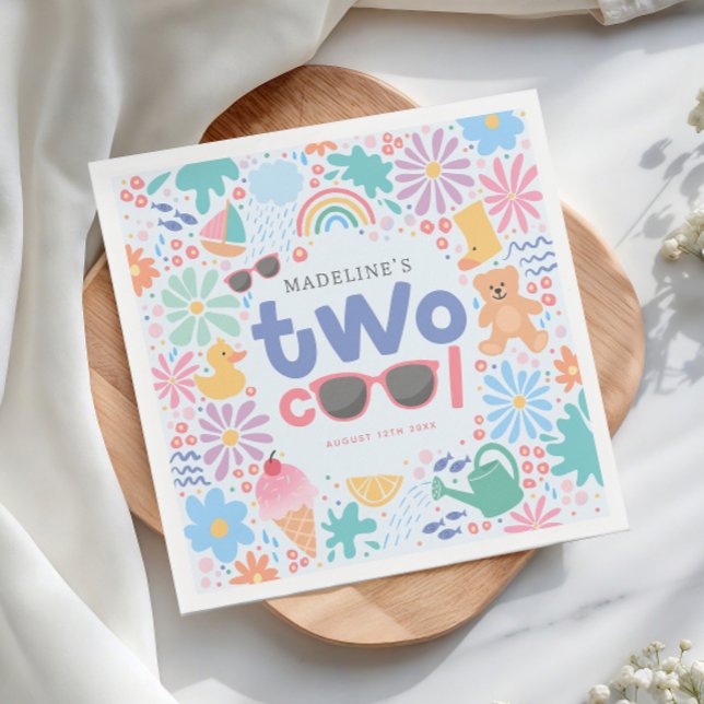 Serviette En Papier Girly Two Cool Summer Splash 2nd Birthday (Créateur téléchargé)