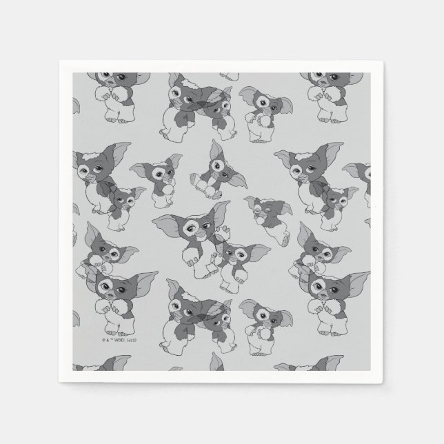 Serviette En Papier Gizmo | Motif noir et blanc (Devant)