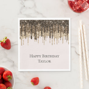Serviette En Papier Glace au Chocolat Gouttes Pailletées Anniversaire