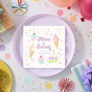 Serviette En Papier Glace et Gâteau 3e Anniversaire
