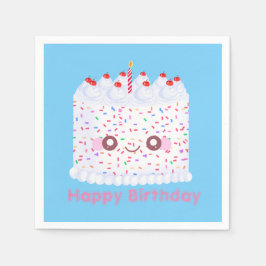 Serviette En Papier Glacet blanc saupoudré gâteau d'anniversaire