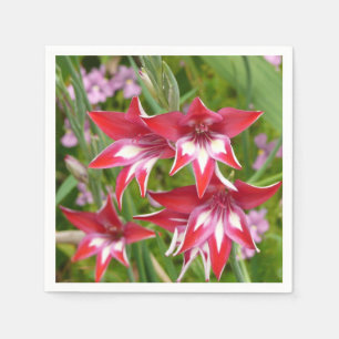 Serviette En Papier Gladiolas rouge et blanc Botanique d'été