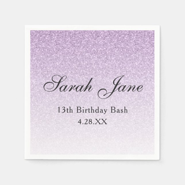 Serviette En Papier Glam à Parties scintillant violet clair personnali (Devant)