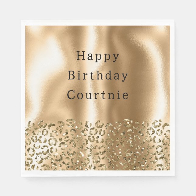 Serviette En Papier Glam animal léopard doré (Devant)