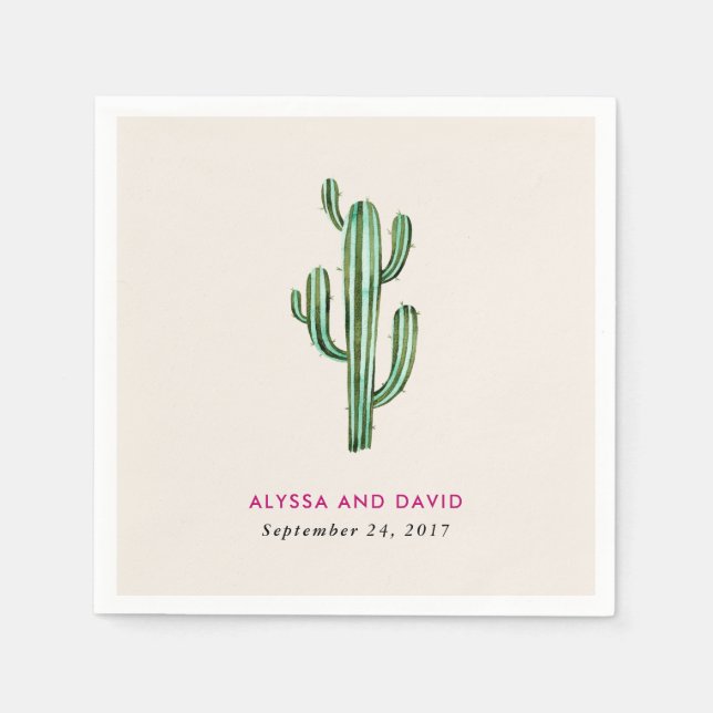 Serviette En Papier Glam Cactus Mariage (Devant)