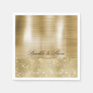 Serviette En Papier Glam Champagne Gold Glitzy Sparkie