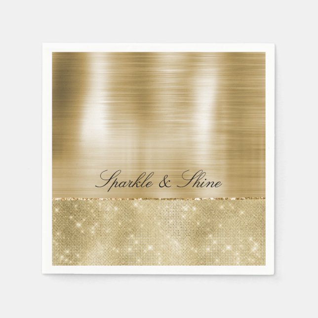 Serviette En Papier Glam Champagne Gold Glitzy Sparkie (Devant)