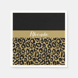 Serviette En Papier Glam Empreinte de léopard Parties scintillant Élég