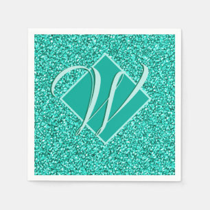 Serviette En Papier Glam étincelant Turquoises Parties scintillant ble