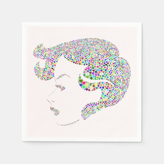 Serviette En Papier Glam girl with hearts (Devant)