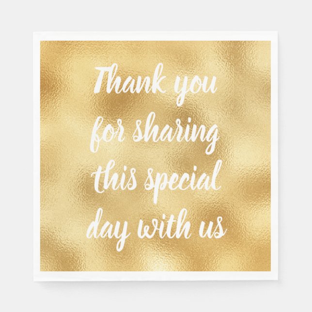 Serviette En Papier Glam Gold & White Soirée de mariage Merci élégant (Devant)