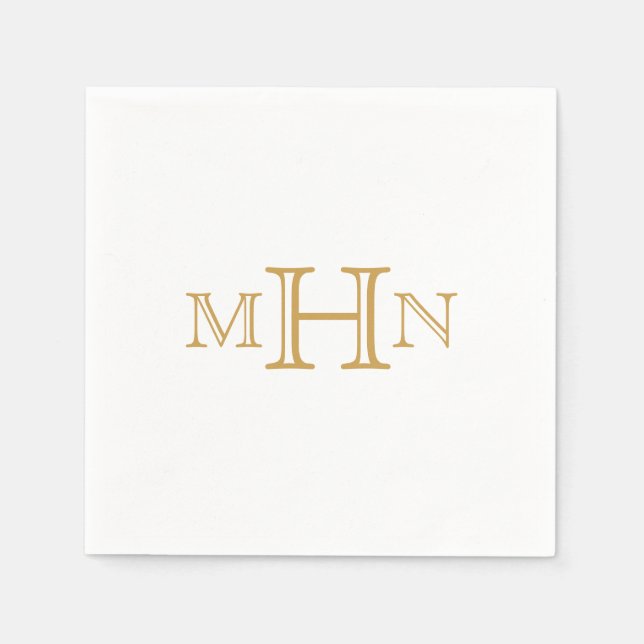 Serviette En Papier Glam gothique | Papier | Monogramme or (Devant)