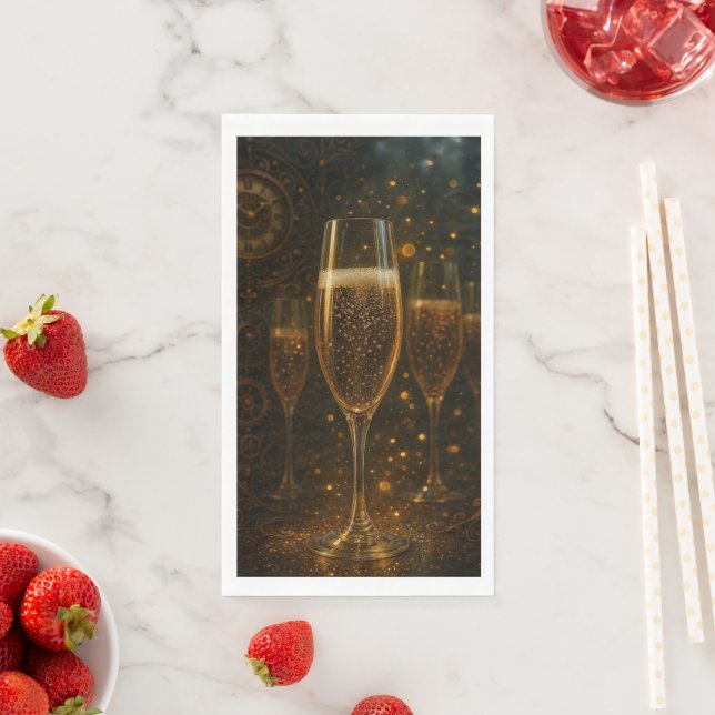 Serviette En Papier Glam Happy New Year Steampunk Champagne  (En situation)