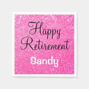 Serviette En Papier Glam Happy Retirement Hot rose Parties scintillant