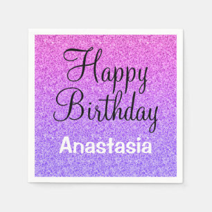 Serviette En Papier Glam Joyeux Anniversaire Ombre Violet Parties scin
