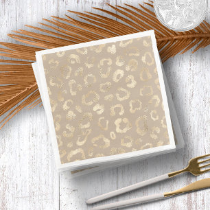 Serviette En Papier Glam Leopard Spot Motif Safari Gold ID1154