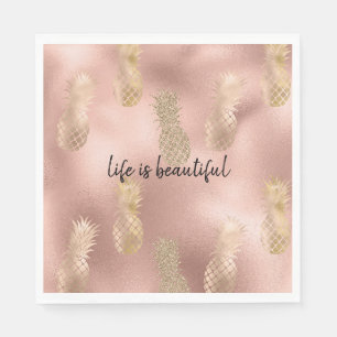 Serviette En Papier Glam Pink Gold Ananas