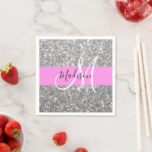 Serviette En Papier Glam Pink & Silver Parties scintillant Sparkings N