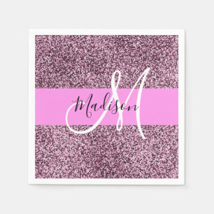 Serviette En Papier Glam Pink & Violet Parties scintillant étincelles