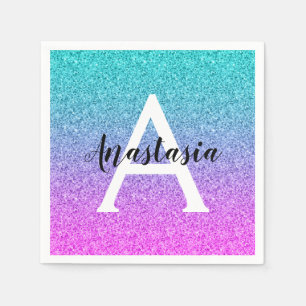 Serviette En Papier Glam Purple Aqua Parties scintillant étincelante M