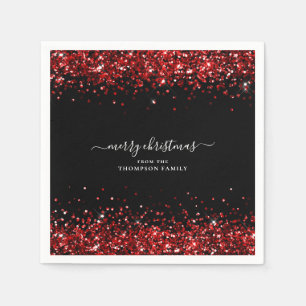 Serviette En Papier Glam Red Nom de la Parties scintillant Joyeux Noël