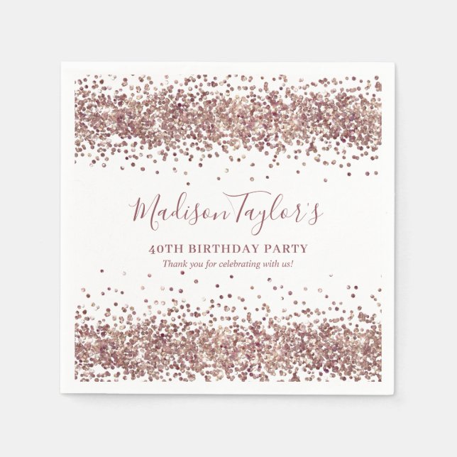 Serviette En Papier Glam Rose Gold Parties scintillant Sparkle Confett (Devant)