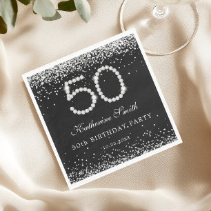 Serviette En Papier Glam Silver Diamonds 50e anniversaire