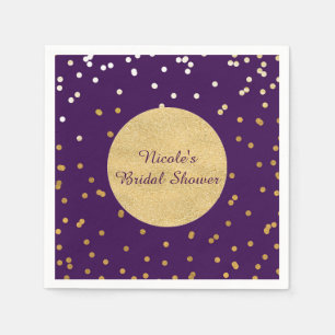 Serviette En Papier Glam violet & Dots Confetti brillants or chic mode