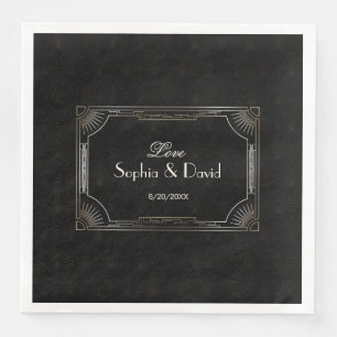 Serviette En Papier Glamour Great Gatsby Gold Art Déco Mariage