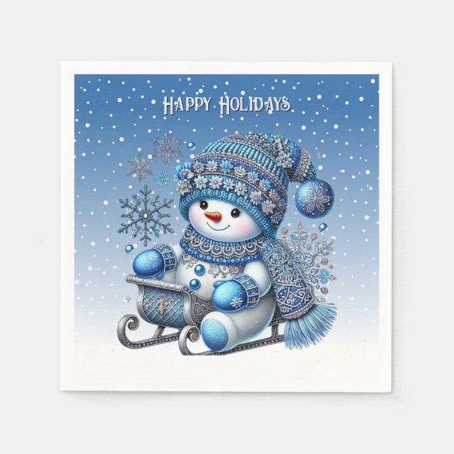 Serviette En Papier Glissant Snowman Noël Napkin (Devant)