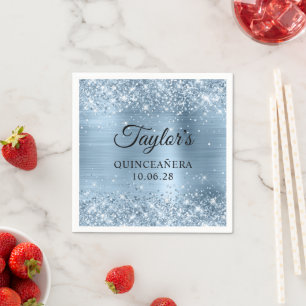 Serviette En Papier Glitter bleu clair huile Quinceañera