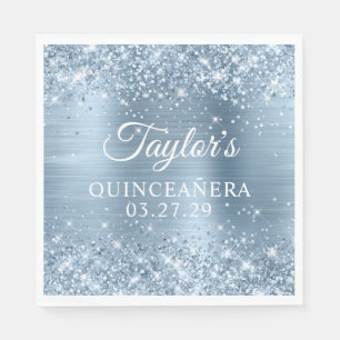 Serviette En Papier Glitterature bleu clair huile Quinceanera