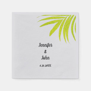Serviette En Papier Glittery Golden Green Palm Mariage Argent