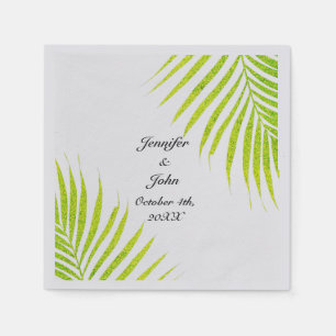Serviette En Papier Glittery Green Gold Palm Tropical Mariage Argent