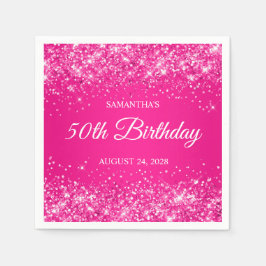 Serviette En Papier Glittery Hot Pink 50e anniversaire