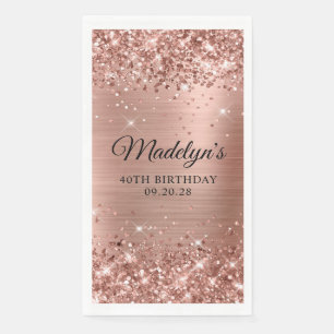 Serviette En Papier Glittery Rose Gold Foil 40e anniversaire