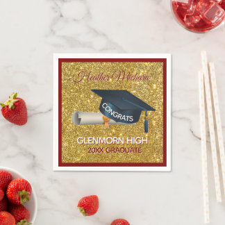 Serviette En Papier Glitz! Fun, Custom Graduation Paper Napkin