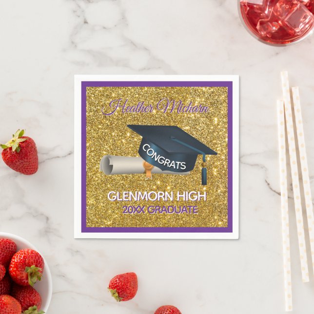 Serviette En Papier Glitz! Fun, Custom Graduation Paper Napkin (En situation)