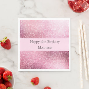 Serviette En Papier Glitzy Glam Rose Paillette Anniversaire Sweet 16