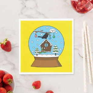 Serviette En Papier Globe des neiges avec chant Blackbird