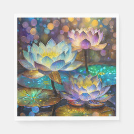 Serviette En Papier Glowing Lotus Flowers Trio