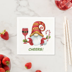 Serviette En Papier Gnome de la fête de Noël à votre santé