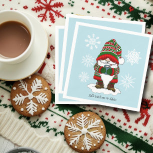 Serviette En Papier Gnome de Noël Cosy Rouge Vert Hiver Mignon