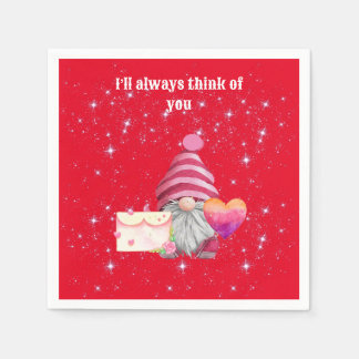 Serviette En Papier Gnome in love with rainbow heart