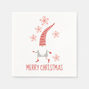 Serviette En Papier Gnome Joyeux Noël Et Snowflakes