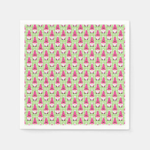 Serviette En Papier gnome rose motif noël vert chèque doux